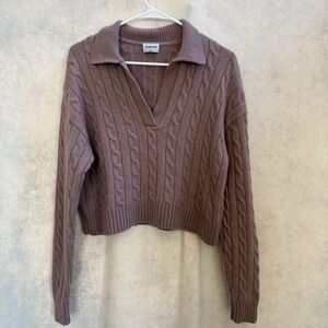 Aritzia Sunday Best Women's Lottie Cropped Polo Wool Pink Sweater Small
